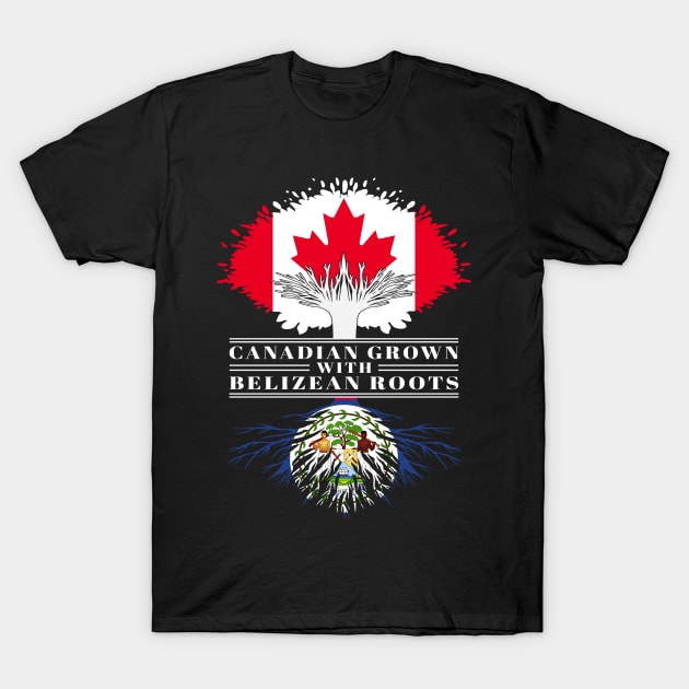 Canadian Grown With Belizean Roots canada Belize Flag Tree T-Shirt by BramCrye